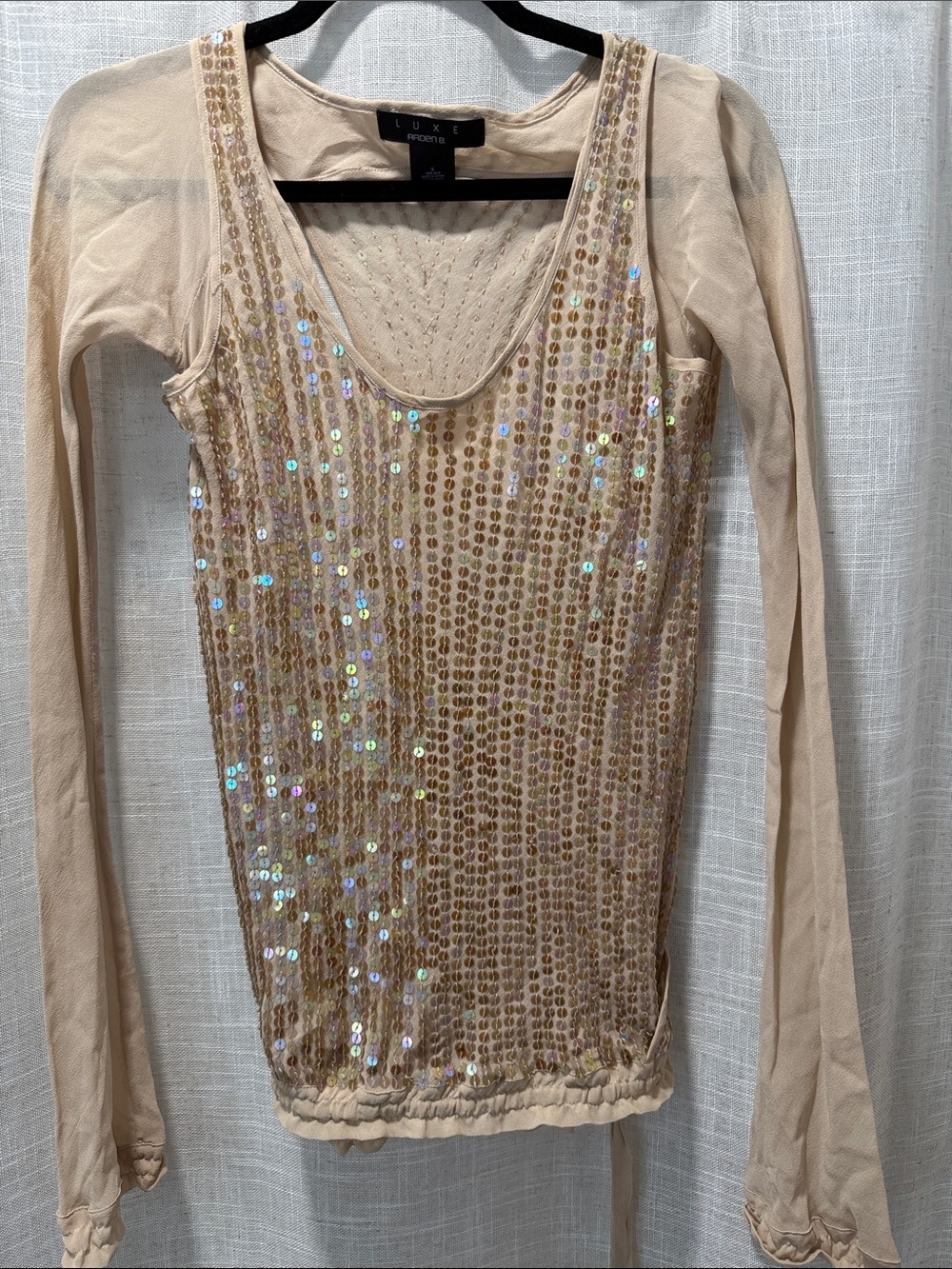 NWOT Champagne sequin blouse